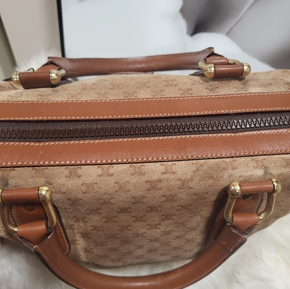 CELINE Suede & Leather Boston Bag - Suede with mini Celine logo exterior - Picture 2 of 14